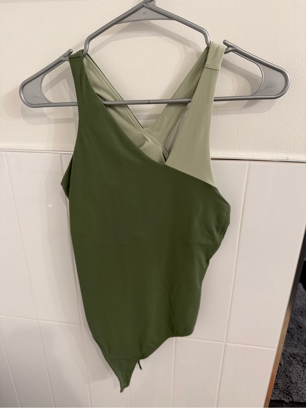 lululemon athletica Olive Two-Tone Crossback Bodysuit